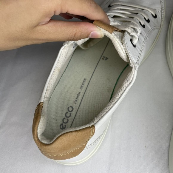 ECCO Men's Size 8 - 8.5‎ Soft Classic Long Lace Sneaker White Leather EU Size 42 - Picture 5 of 8